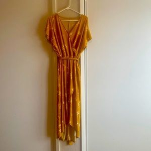 Mustard yellow high low dress floral print